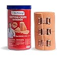 Dr.Trimp Cotton Crepe Bandage 10cm X 4mtr with Flexible Clips | Pain Relief Garam Patti for Injury & Muscle Compression | Ideal for Hand, Leg, Wrist, Knee, Ankle, Thigh | Pack of 1