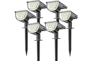 TOPABOL Faretti Luce Solare Led Esterno Giardino,37LED/6 Pezzi Lampada Solare da Esterno Super Luminoso,Luci Solari Esterno IP65 Impermeabile, Auto on/off Faretto LED da Esterno for Giardino(Bianco Freddo)