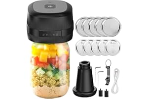 WOWLELA Electric Mason Jar Vacuum Sealer, 3-in-1 Mason Jar Vacuum Sealer Kit for Wide & Regular Mouth Mason Jars Vacuum Bags,Canning Vacuum Sealer Mason Jar for Food Storage - Jar Vacuum Sealer for Mason Jars