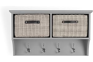 TETBURY FURNITURE Tetbury dove grey hanging shelf with strong washable storage baskets