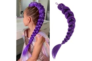 60 cm förflätade flätor, hästsvans, hårförlängning, syntetisk, rumi lila, med band för halloween, cosplay, kostymer (flätor