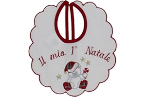 LaVelahome Bavaglino neonato PRIMO NATALE natalizio 100% cotone made in italy