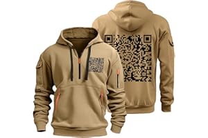 GUTOUWAN Funny Hoodies for Men Qr Code Hoodie Fuck You Qr Code Hoodie Zipper Arm Pocket Men'S Sports Large Casual Hoodie，Fleece Sweaters Long Sleeve Thick Sweatshirt Fashion Y2K Clothes for Men