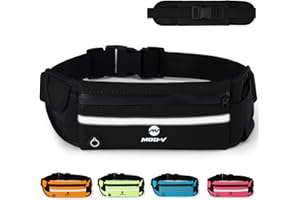 MOD-V Running Belt - Running Phone Holder, Waterproof Money Belt with Phone Holder for Running - Running Belts for Women & Men, Adjustable Sport Waist Bag Fits iPhone, Keys & Cards (Black)