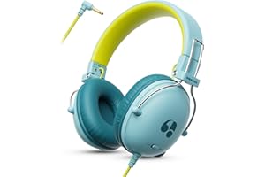 awatrue Casque Audio Enfant, Casque Filaire Enfant, Limite de Volume 74/85dB, Son Stéréo, Son Haute Définition, Fiche Jack 3,5 mm pour IPad/Tablette/PC/Voyage (Vert Jaune)