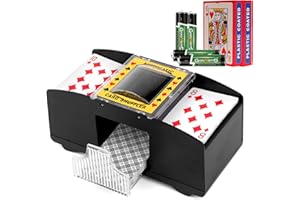 SZBJSMF Mélangeur de Cartes Electrique, Distributeur de Cartes Automatique avec Batterie et 2 Jeux de Poker pour Uno, Poker, Pro,Mini Tarot, Blackjack, Texas Hold'em