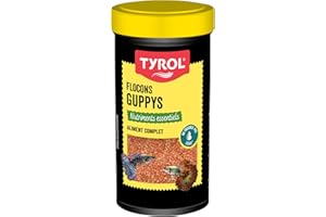 Tyrol - Fiocchi per Pesci Acquario - Cibo Completo a Base di Ingredienti di Qualità - Rafforza i Colori dei Pesci - Per Guppy 100 Ml