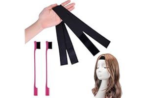 SAVITA 2szt. Elastyczne Opaski na Perukę, Czarne Gumki do Peruk Koronkowych Elastyczne Opaski na Peruki Elastyczna Opaska na Peruki 2szt. Szczotka do Krawędzi Peruki