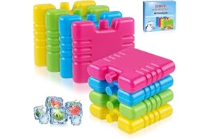 Homewit 8 Pack Mini Ice Packs for Cool Box,Reusable Ice Blocks for Ice Bath,Light Weight Long Lasting Portable Freezer blocks for Travel, Picnic, Cool Box Camping- Size 9 * 8.5 * 2cm