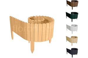 Floranica Rollborder Clôture Flexible en Bois de pin 200 x 20 cm Nature Bordure de Parterre de Gazon Décoration Clôture de Jardin Exterieur pour vergers Palissade en Bois