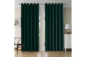 CUCRAF Velvet Blackout Curtains for Bedroom Thermal Insulated 90" x 90"(W x L) Dark Green 2 Panels Ring Top Eyelet Soundproof Curtain Kidsroom and Living Room