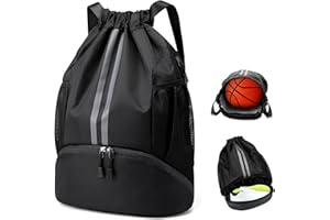 TOSAVGA Turnbeutel mit Kordelzug, Wasserdicht Sportbeutel mit Schuhfach, Sportrucksack mit Innentasche, Außentasche, Gym Bag Turntasche Große Kapazität, Schwimmbeutel für Damen Herren Kinder Jungen