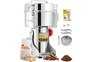 300-2500g Mulino per Cereali CGOLDENWALL Upgraded Open-Cover- Stop Unique Safety Design Grinder Elettrico per Materiale Secco Come Erbe/Cereali/Spezie High Speed Grinding(2000g)