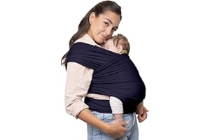 Boba Babytragetuch ab Geburt bis 15 kg - Kuschelweiches & Stützendes Baumwollfrottee, Tragetuch Baby Neugeboren bis Kleinkind, Einfach zu Binden (Marineblau)