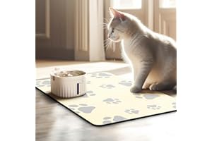 JanYoo Napfunterlage Katzen Futternapf Unterlage 50x35cm, wasserdichte Haustier Futtermatten rutschfeste Unterlage Katzennapf Fressnapf Futtermatte Katzenfutter Futternapf Matte(Beige)