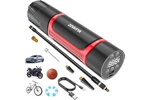 ZOVHYYA Compresor de Aire Portátil 150PSI Mini Bomba de Aire 4500Mah Inflador Eléctrico Usb C Recargable con Pantalla Digital Luz LED PSI BAR KPA KG/CM2 para Coche Moto Neumático Anillo de Natación