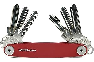 Wunderkey® - Organizer na klucze Made in Germany w jakości premium | organizer na klucze | etui na klucze | uchwyt na klucze | organizer do pęku kluczy | kółko na klucze, klasyczna czerwień, Bis 8