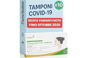 FLAMEBROTHER Hotgen 10 x Tamponi Covid 19 Rapido 2025 Nasale, Kit Rapido Tampone per l'Antigene SARS-COV-2 –Test Antigenico Rapido, Validato per tutte le Varianti 2025, Singolarmente imbustati 10 Test