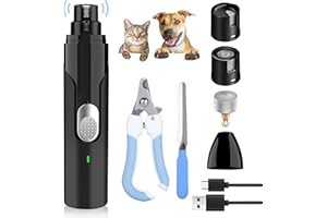 facaio Szlifierka do pazurów dla zwierząt domowych, elektryczne nożyce do pazurów dla psów z pilnikiem do paznokci, 800 mAh, super cicha, 2 prędkości, dla dużych, średnich i małych psów