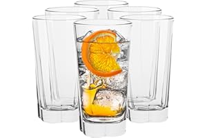TREND FOR HOME Vasos Agua Long Drink Transparente Highball Copas Cocktail Vasos Vidrio Vaso Grande Tumbler para Cocteles Copas Gin Tonic | Apto para Lavavajillas | Colección Elin | 300 ML | Juego de 6 Vasos Altos