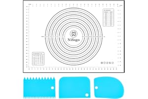 Nifogo Spianatoia per Impastare 70x50 cm con Tagliapasta, Grande Tappetino Silicone Forno Cucina Riutilizzabile Antiaderente Resistente per Pizza Pasta Macaron