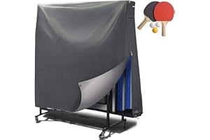 SMARTPEAS Housse De Table De Ping-Pong Extérieure - Revêtement Pvc / Coutures Collées / Ouvertures De Ventilation - Bâche Imperméable Pour Tennis De Table, Résistante Aux Uv Et Aux Intempéries – 185X165X70 Cm