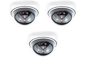 DIGICHARGE Fausse Caméra, Dummy Caméra Dôme Intérieur et Extérieur de Simulacre Sécurité avec Lampe Rouge LED Clignotante pour Les Entreprises Magasins Accueil