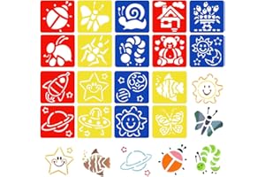 HIOQFR 18 Piezas Plantillas de Pintura Niños Reutilizables Plantillas de Dibujos para Niños Plantillas Animales para Pintar Pintura Plantilla para Colorear para Pintar, áLbumes de Recortes, Bricolaje