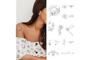 Finoly Tatouage Ephemere Femme - Tatouage Semi Permanent - Durée De 2 Semaines - Lot Unités - Imperméables - Faux Tatouage Femme - Fake Tattoo Temporaire Adulte Sexy Petits Réaliste (Freedom)