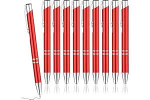 SINSEIKE Kugelschreiber Hochwertig,10 Stück Kugelschreiber Schwarz Blau Set,Kulli für einfaches & weiches Schreiben Extra 10 Blau Kugelschreiber Minen (Rot, 10 Stück)