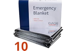 EVAQ8 10 Foil Survival Blankets Adult Size Silver For First Aid Hypothermia Shock Mountain Rescue Survival