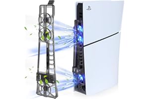 SENPRITY PS5 Slim Cooling Fan with Led Light, Quiet Cooler Fan for PS5 Slim with Automatic Fan Speed Adjustable by Temperature with USB2.0 for PS5 Slim Disc and Digital Editions, Not for Original PS5Hubs