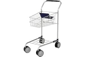 ‎BAYER DESIGN Bayer Design 75001AA Einkaufswagen Supermarkt Kinder, Silber, aus Metall, integrierter Sitz, Doppelräder, Kaufladenzubehör