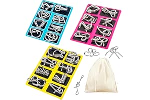 ECLIPTO Metal Brain Teaser Puzzles, (Set of 24) Metal Wire Puzzle, Brain Teaser IQ Test Disentanglemen Iron Link Unlock Interlock Game, Steel IQ Games for Boys Girls Adults Challenge Gifts