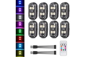 KaiDengZhe Lumières Stroboscopiques LED Moto avec Télécommande 8 Couleurs Imperméable Sans Fil Lumière D'anti-Collision USB Chargé Strobe Drone Light pour Moto RC Voiture Drone Camion Avion Vélo -8PCS