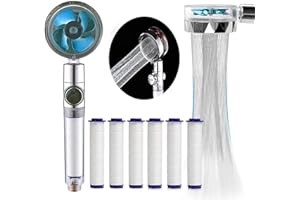 NAUXIU Douchette,Pomme de Douche Haute Pression, Pomme de Douche Pivotante à 360 °,Pommeau de Douche anti calcaire economie deau, Filtre à Trois Niveaux Système de Filtrage avec,6 Coton PP Remplaçable