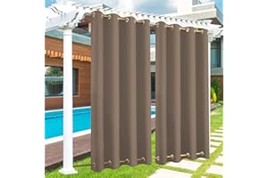 LZXSXZ Outdoor Vorhang Wasserdicht 1 Stück, Outdoor Vorhang mit Ösen Oben und Unten, 24 Farben Outdoor Vorhang Wasserdicht Wetterfest Blickdicht für Veranda, Pergola, Laube, B254xH241CM