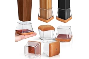 RKELA 32 piezas Protector Patas Sillas Cuadradas, Protectores de Suelo para Patas de Silla, Transparente Silicona Tapas de Piernas de Silla Con almohadilla de Fieltro engrosada(Fit:40-50mm)