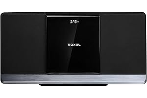 Roxel RCD-320 Micro HiFi System Lecteur CD avec Radio Dab/Dab+/FM, Bluetooth, Connexion USB et AUX, télécommande, Design élégant et Plat avec écran LED Blanc, Montage Mural, 40 W RMS