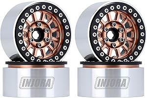 INJORA RC Cerchi 4pcs 1,9inch Beadlock Wheel Cerchione in Metallo per 1:10 RC Crawler Axial SCX10 PRO TRX-4 VS4-10 Redcat Gen 8 7 PRO (4pcs, Bronzoo)
