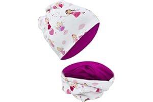 HECKBO enfants garçons filles bonnet écharpe tube set - différents motifs - avec ou sans non-tissé - 95% coton - matériau doux stretch & entretien facil - printemps été automne hiver