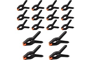 JJWNMLL 16 Pieces Nylon Spring Clamp A-Type Woodworking Auxiliary Clamps Black Plastic Clips for DIY Projects Photo Studios Arts Crafts Photography Backdrop