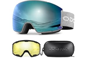 Odoland Kit de Gafas Esquí con Lentes Magnéticas Intercambiables, Lentes Extraíbles Antivaho y Protección UV, Gafas Snowboard para Adultos y Adolescentes, Compatible con Casco