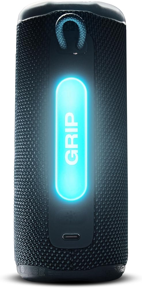 JBL Grip Bluetooth hoparlör, Siyah, JBL Pro ses, AI Sound Boost, IP68 su geçirmez ve toz geçirmez, ambiyans aydınlatması, 14 saate kadar çalma süresi, Auracast çoklu hoparlör bağlantısı, JBL