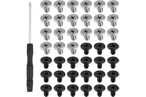 SKRFREN 50 Pack M.2 Ssd Mounting Screws Kit, Pcie Nvme M2 X 3 Mm Replacement Phillips Flat Head Screw M.2 Ssd Mountings Screws with Screwdriver, M2 2280ssd Screw Kit for Laptop Nvme Ssd-Mounting, Black Silver