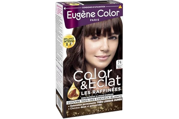 Eugène Color - Color & Eclat - Les Raffinées - N°74 Marron Moka - Coloration Permanente brillance Longue Durée à l'Huile d'Argan
