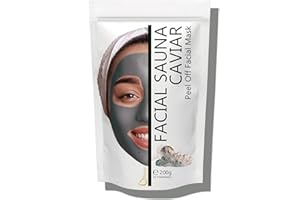 OÏLÉNA Sauna Facciale Caviale Maschera Viso Pulizia Viso Aspiratore Punti Neri Maschera Alginato Peel-Off in polvere Idratante Esfoliante Pulizia dei pori 200 g + dose gratuita