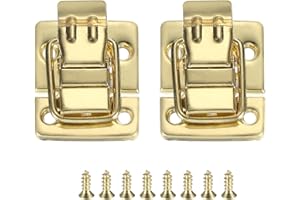 PATIKIL Fastener Toggle Latches Catch Chest, 2Pcs Metal Suitcase Boxes Buckles Retro Trunk Box Hasp Lock with Screw for Wooden Packing Case Toolbox Cabinet, Gold