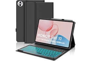 SENGBIRCH Keyboard Case for HONOR Pad 10,12.1 inches - UK Layout Detachable Wireless 7 Colors Backlit Bluetooth Keyboard, Protective Cover for HONOR Pad 10,12.1" 2025 with Keyboard, Black