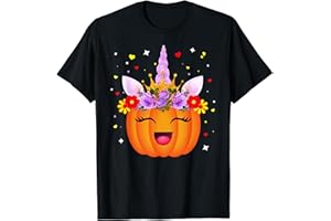 CITROUILLE LICORNE HALLOWEEN FILLE BW ART Citrouille Licorne Halloween Fille Pumpkin Unicorn Girl T-Shirt